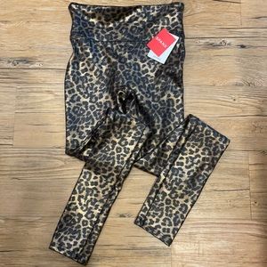 NWT, Spanx Faux Leather Leopard Leggings